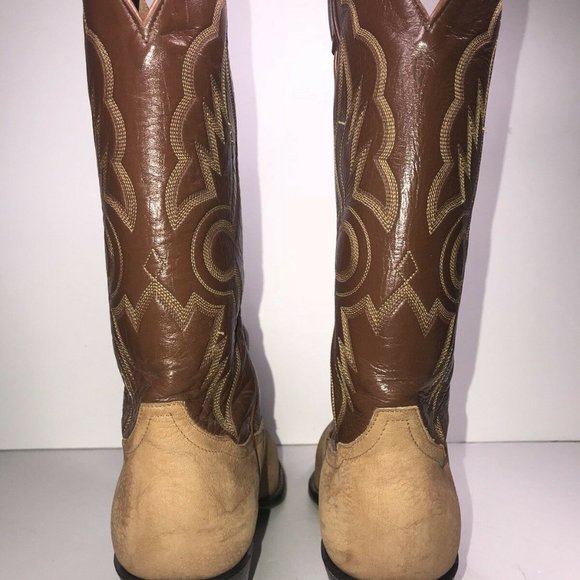 Vintage 1980s TONY LAMA Cowboy Boots Men 9 Brown G main image 4